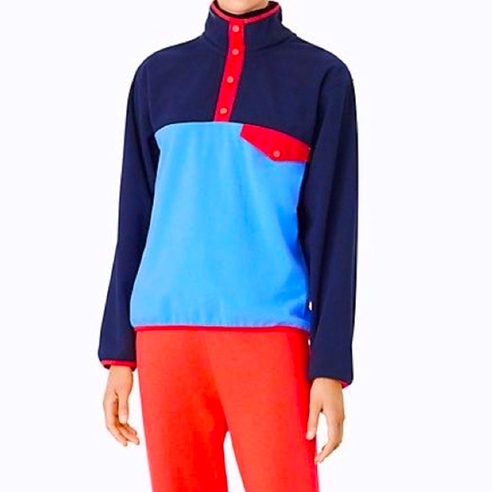 Tory Burch Sport Color Block Fleece Pullover